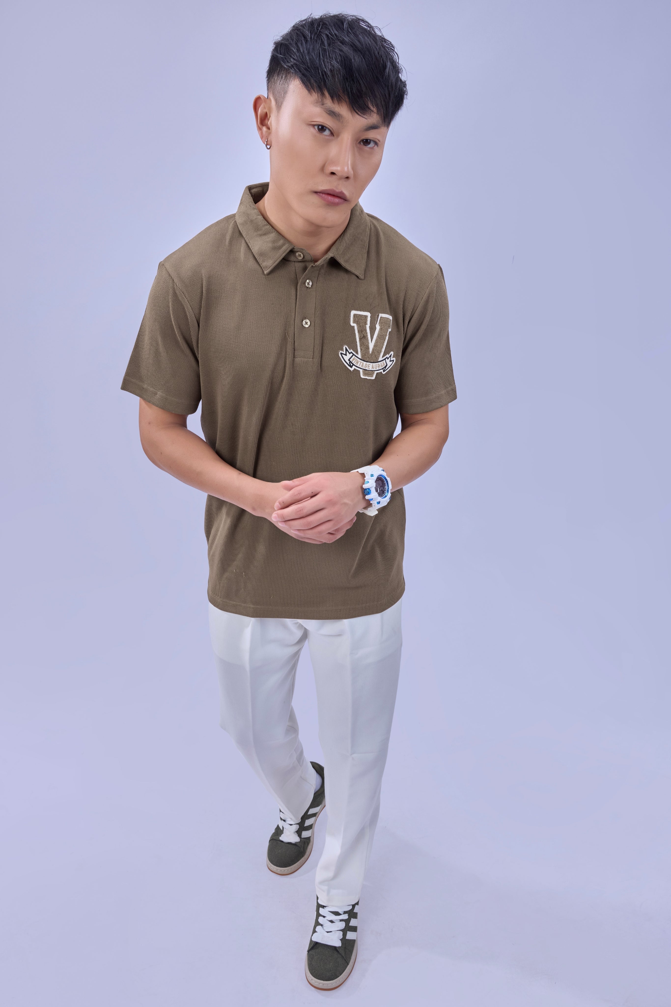 Auraa Vintage Vanguard - Textured Polo (Brown)