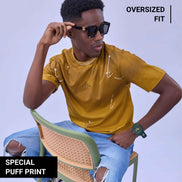 Auraa Urban Canvas - Abstract Paint Splatter Oversized T-Shirt (Yellow)