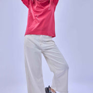 Auraa Urban Canvas - Abstract Paint Splatter Oversized T-Shirt (Pink)