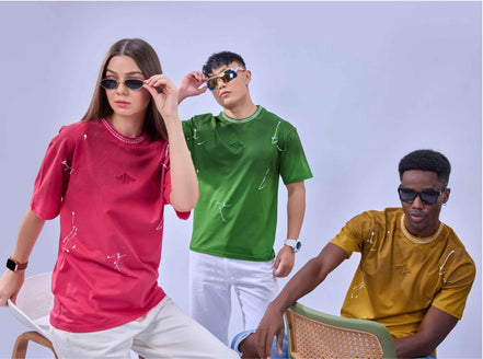 Auraa Urban Canvas - Abstract Paint Splatter Oversized T-Shirt (Yellow)