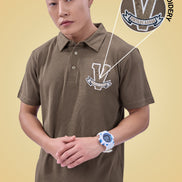 Auraa Vintage Vanguard - Textured Polo (Brown)