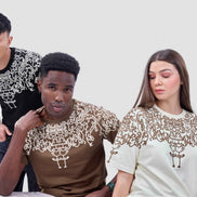 Auraa Crown - Puff Print Oversized Round Neck T-Shirt (Brown)