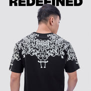 Auraa Crown - Puff Print Oversized Round Neck T-Shirt (Black)