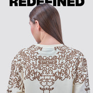 Auraa Crown - Puff Print Oversized Round Neck T-Shirt (Off-White)