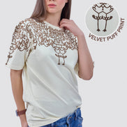 Auraa Crown - Puff Print Oversized Round Neck T-Shirt (Off-White)