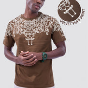 Auraa Crown - Puff Print Oversized Round Neck T-Shirt (Brown)
