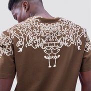 Auraa Crown - Puff Print Oversized Round Neck T-Shirt (Brown)