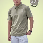 Auraa Everyday Essential - Textured Button-Down Polo (Olive Green)