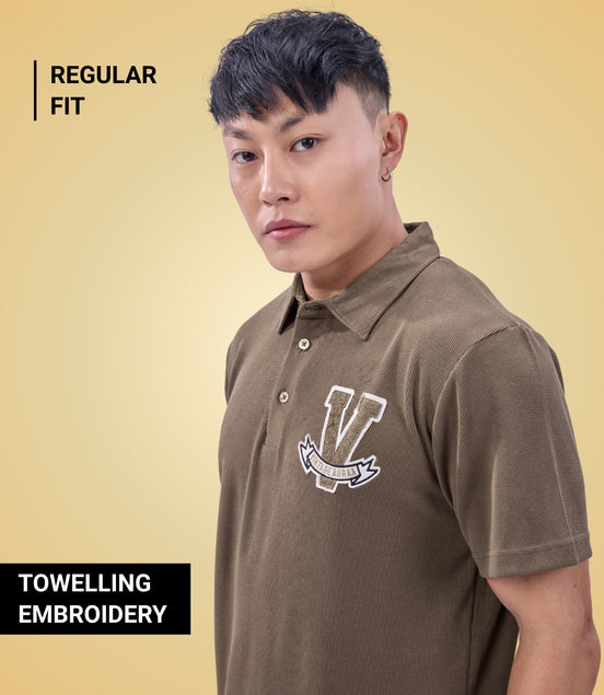 Auraa Vintage Vanguard - Textured Polo (Brown)