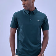 Auraa Everyday Essential - Textured Button-Down Polo (Navy)