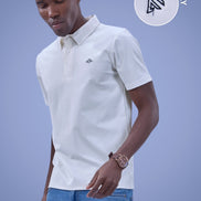 Auraa Everyday Essential - Textured Button-Down Polo (Off-White)