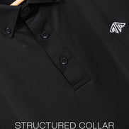 Auraa Everyday Essential - Textured Button-Down Polo (Black)