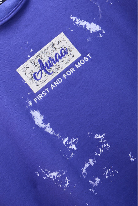 Auraa Rise - Embroidered Acid Wash T-Shirt (Blue)