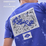 Auraa Rise - Embroidered Acid Wash T-Shirt (Blue)