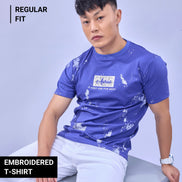 Auraa Rise - Embroidered Acid Wash T-Shirt (Blue)