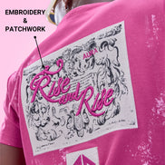 Auraa Rise - Embroidered Acid Wash T-Shirt (Pink)