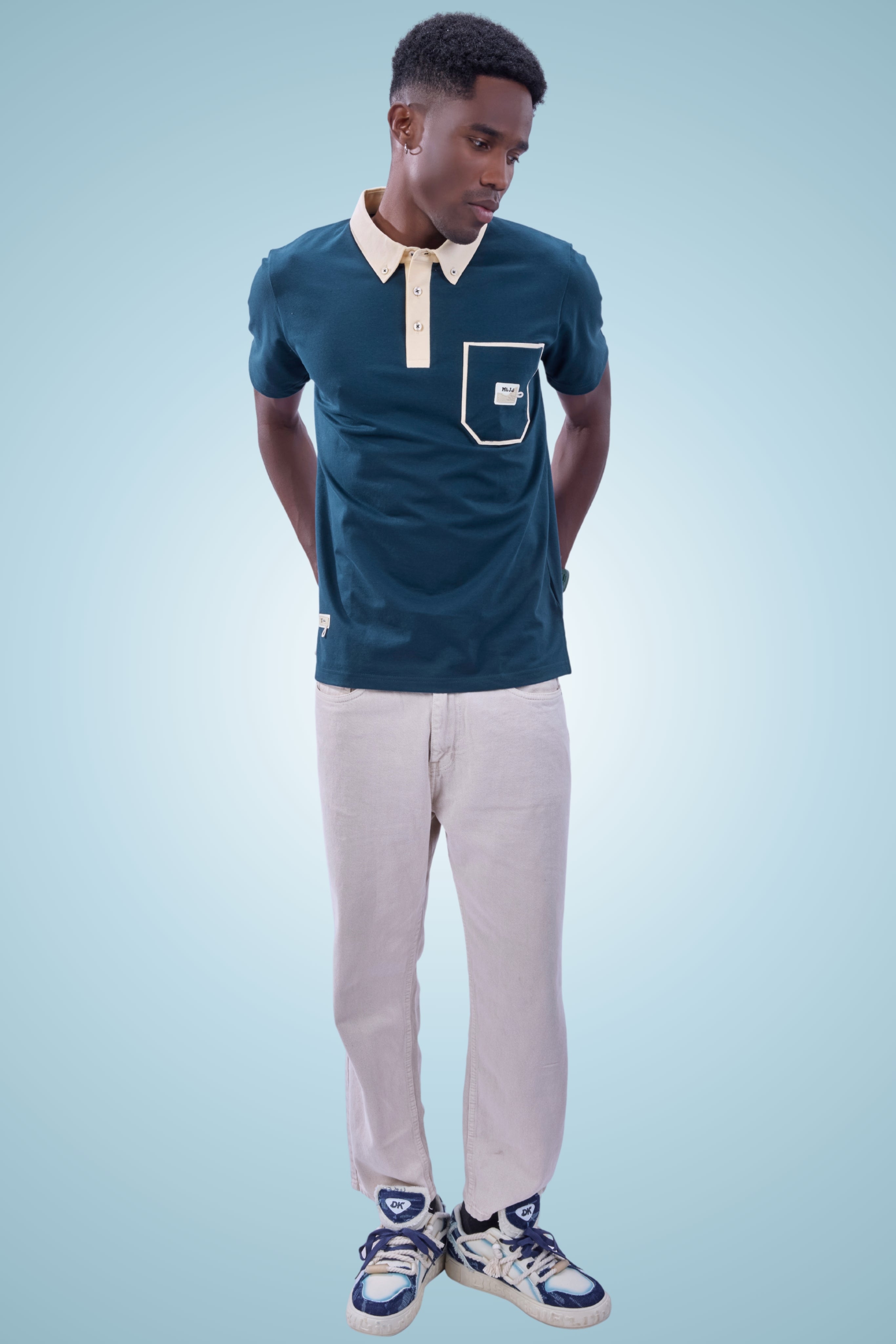 Auraa Timeless - Contrast Collar Polo (Navy)