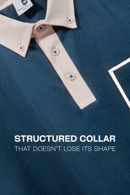 Auraa Timeless - Contrast Collar Polo (Navy)
