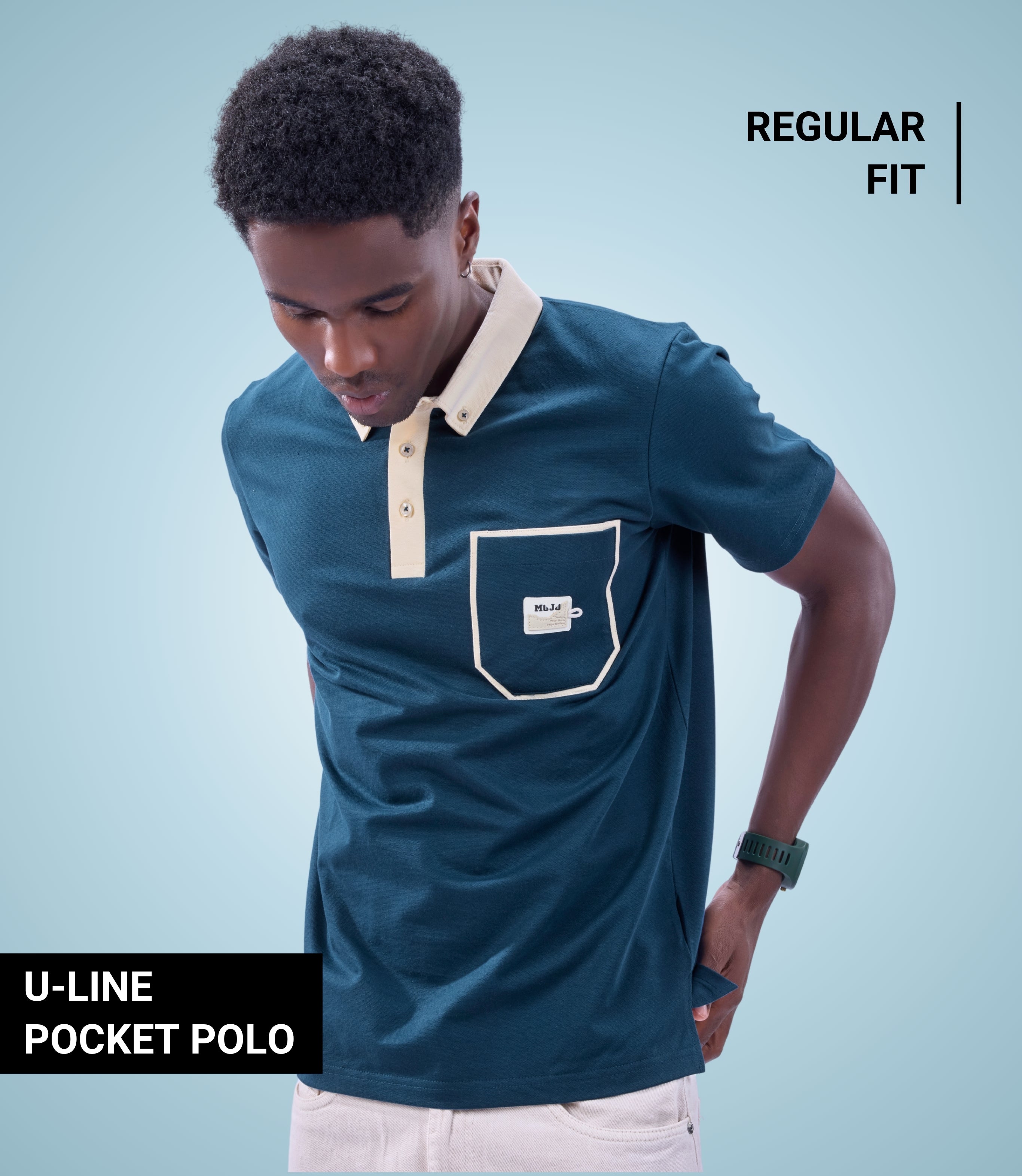 Auraa Timeless - Contrast Collar Polo (Navy)