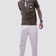 Auraa Timeless - Contrast Collar Polo (Brown)