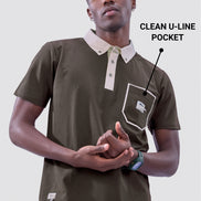 Auraa Timeless - Contrast Collar Polo (Brown)