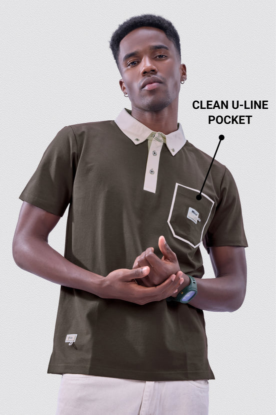 Auraa Timeless - Contrast Collar Polo (Brown)