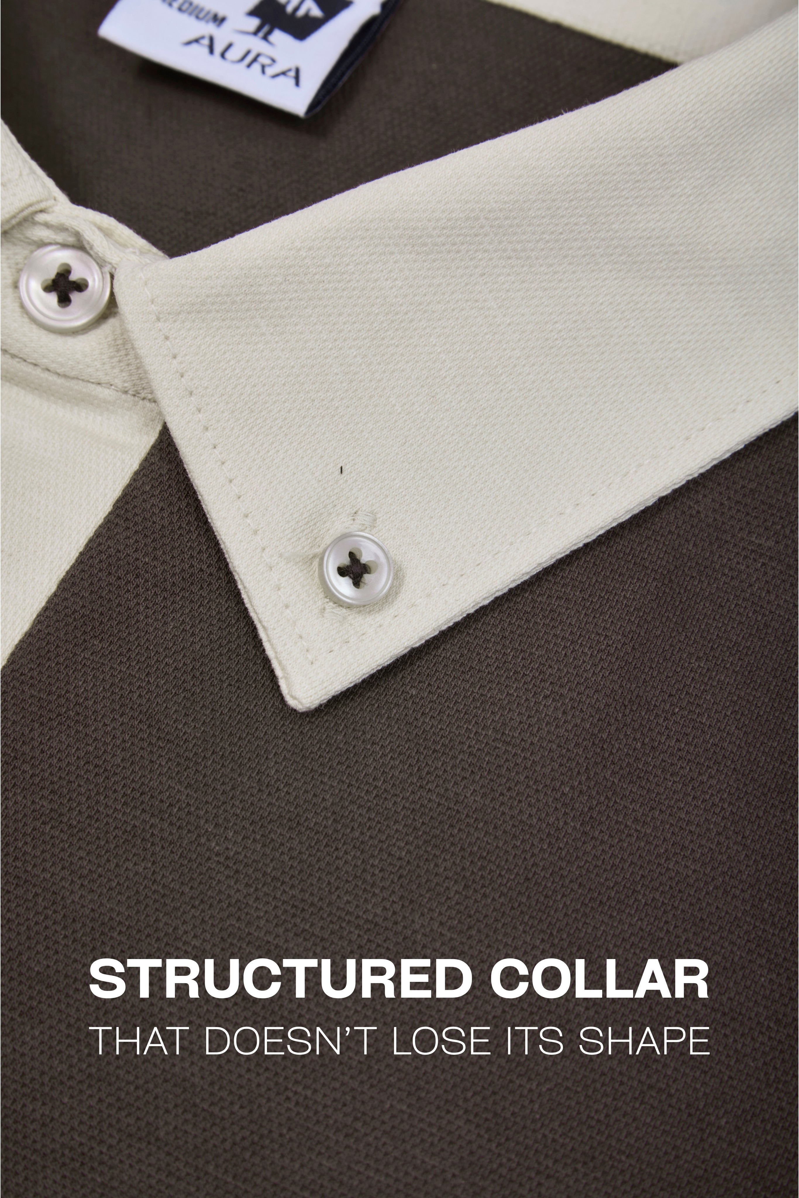 Auraa Timeless - Contrast Collar Polo (Brown)