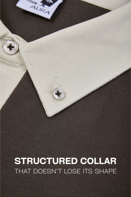 Auraa Timeless - Contrast Collar Polo (Brown)
