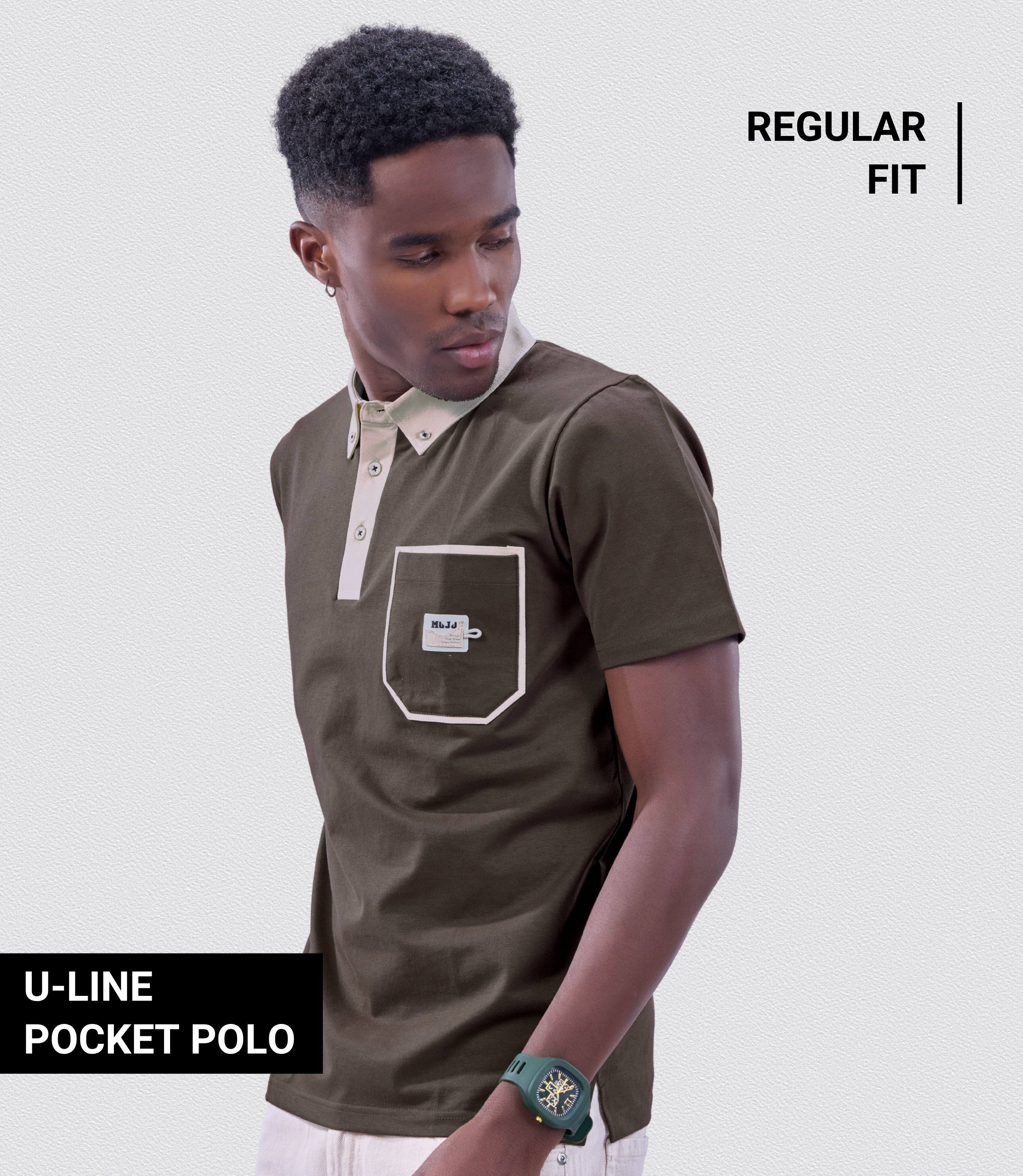 Auraa Timeless - Contrast Collar Polo (Brown)
