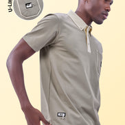 Auraa Timeless - Contrast Collar Polo (Beige)