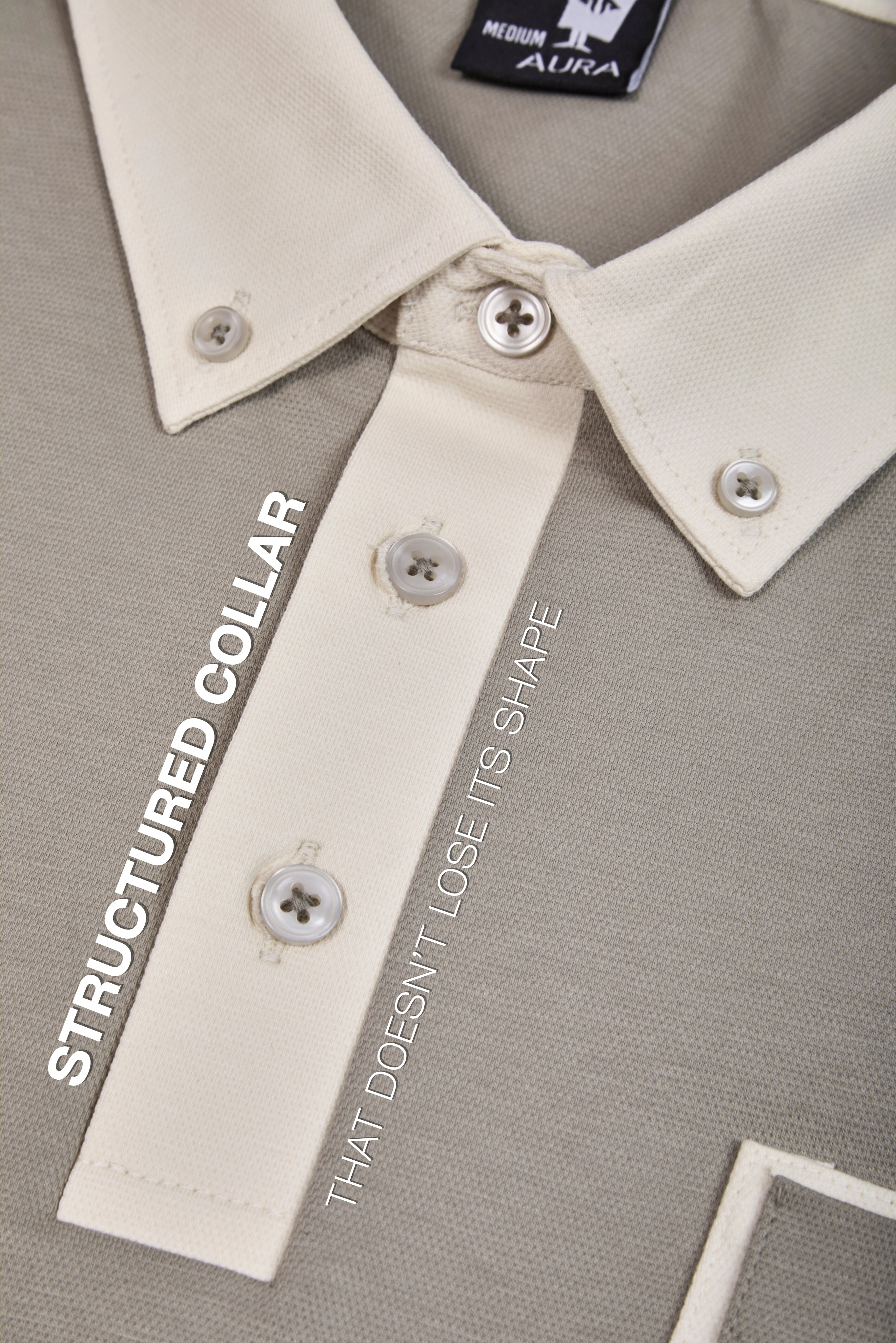 Auraa Timeless - Contrast Collar Polo (Beige)