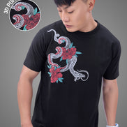 Auraa Mythic Scales - Flora & Fangs Graphic T-Shirt (Black)
