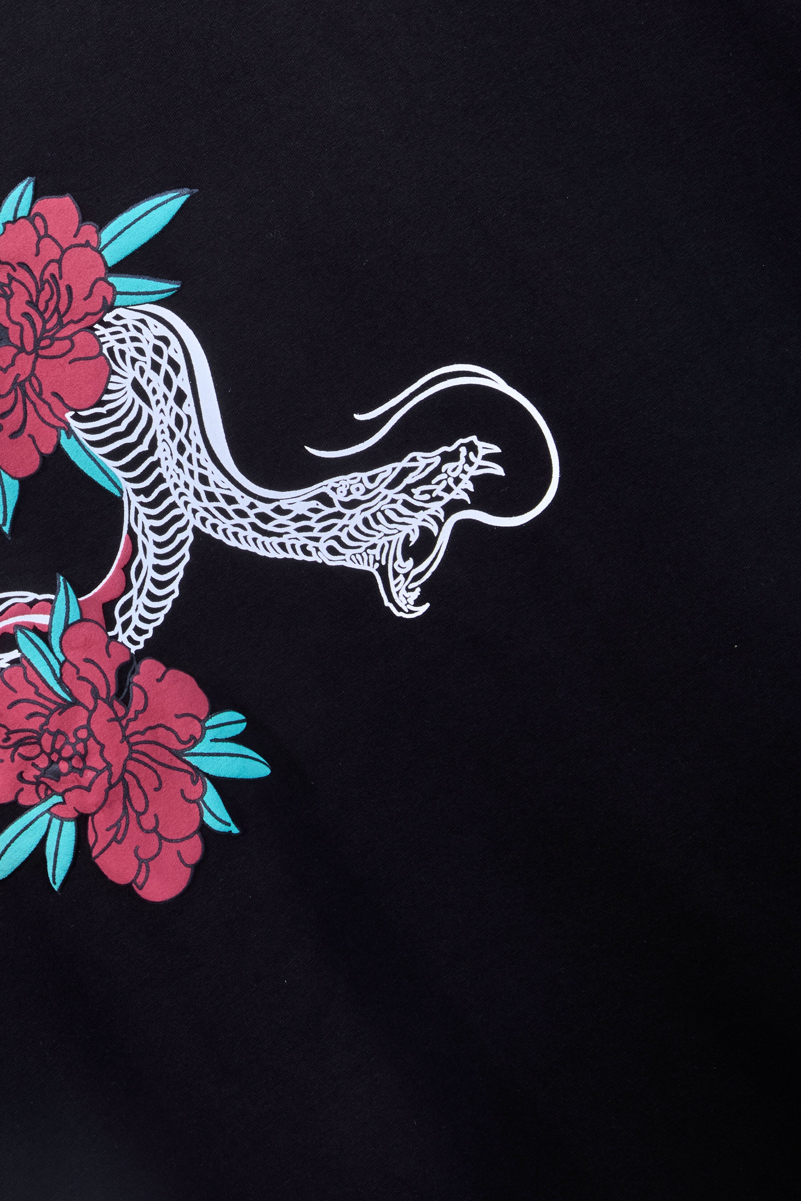 Auraa Mythic Scales - Flora & Fangs Graphic T-Shirt (Black)