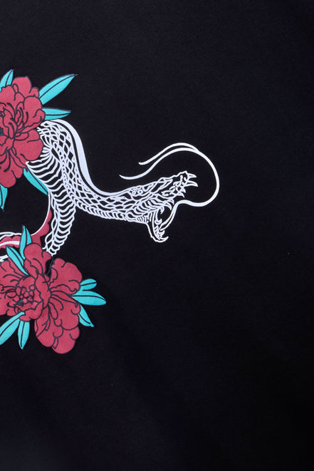 Auraa Mythic Scales - Flora & Fangs Graphic T-Shirt (Black)