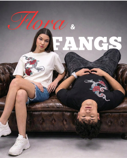 Auraa Mythic Scales - Flora & Fangs Graphic T-Shirt (Off-White)