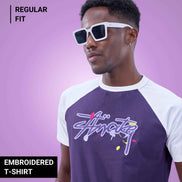 Auraa Lucid Chaos - Graffiti Embroidery Slim Fit Raglan T-Shirt (Purple)