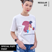 Auraa Limitless - 3D Textured Graphic Round Neck T-Shirt (Off-White)