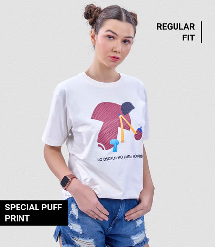 Auraa Limitless - 3D Textured Graphic Round Neck T-Shirt (Off-White)