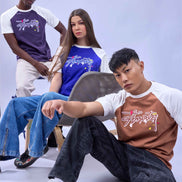 Auraa Lucid Chaos - Graffiti Embroidery Raglan T-Shirt (Brown)