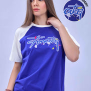 Auraa Lucid Chaos - Graffiti Embroidery Raglan T-Shirt (Blue)