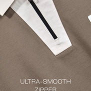 Auraa Meridian Raglan - Retro Stripes Oversized Zip Polo (Brown)