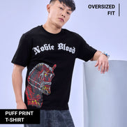 Auraa Noble Stallion - 3D Printed Graphic T-Shirt (Black)