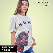 Auraa Noble Stallion - 3D Printed Graphic T-Shirt (Off-White)