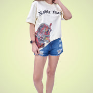 Auraa Noble Stallion - 3D Printed Graphic T-Shirt (Off-White)