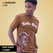 Auraa Noble Stallion - 3D Printed Graphic T-Shirt (Brown)