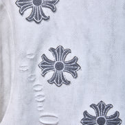 Auraa Gothic Cult Cross - Towelling Patch Oversized T-Shirt (White)