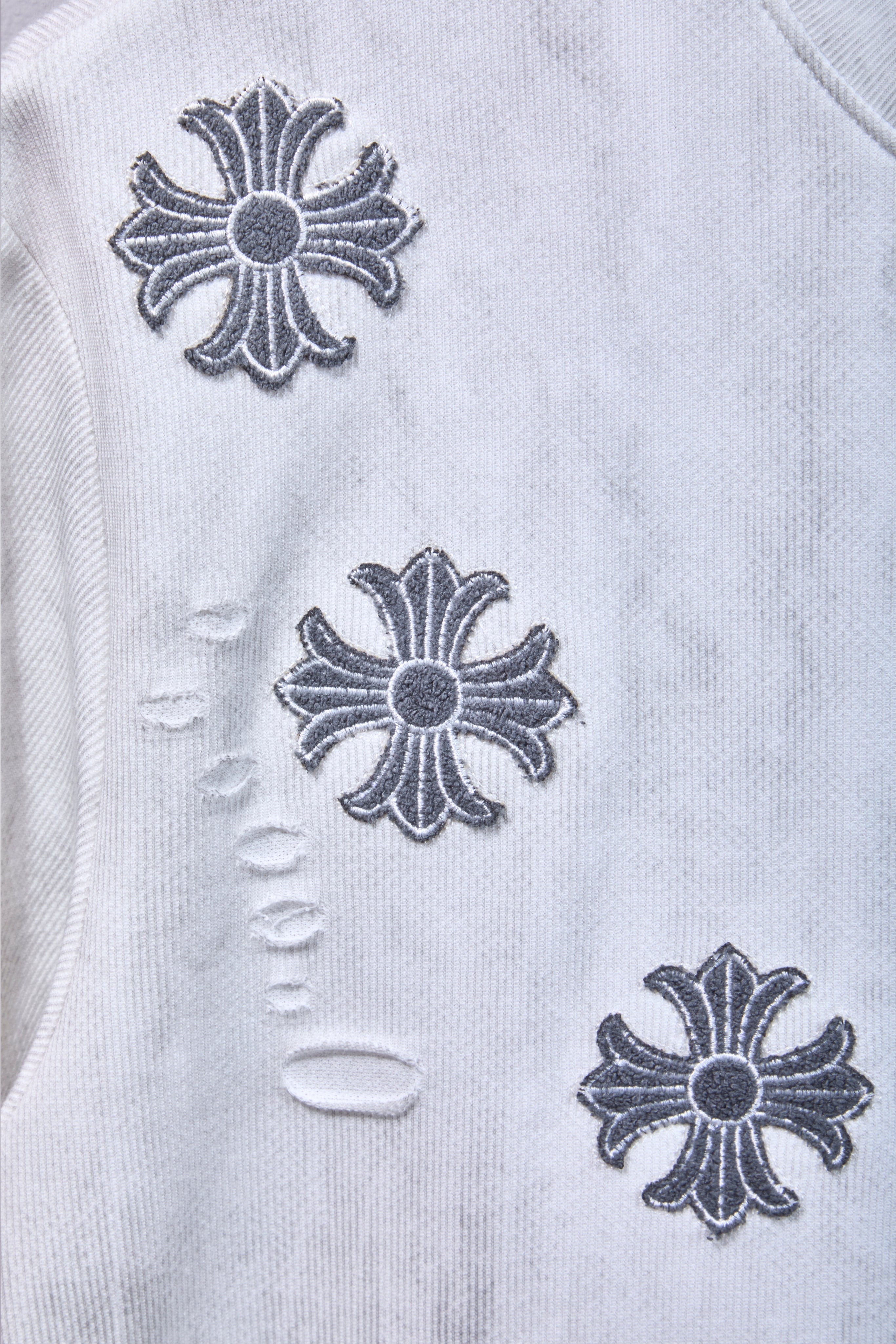 Auraa Gothic Cult Cross - Towelling Patch Oversized T-Shirt (White)