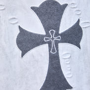 Auraa Gothic Cult Cross - Towelling Patch Oversized T-Shirt (White)