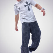 Auraa Gothic Cult Cross - Towelling Patch Oversized T-Shirt (White)