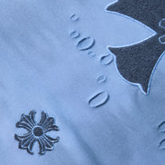 Auraa Gothic Cult Cross - Towelling Patch Oversized T-Shirt (Blue)